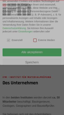 Vorschau der mobilen Webseite www.ifm-dr-schellenberg.de, IFM Institut für Materialprüfung Dr. Schellenberg
