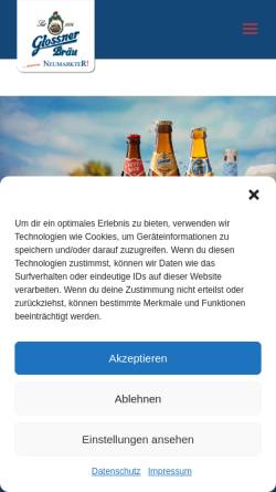 Vorschau der mobilen Webseite glossner.de, Brauerei Franz Xaver Glossner