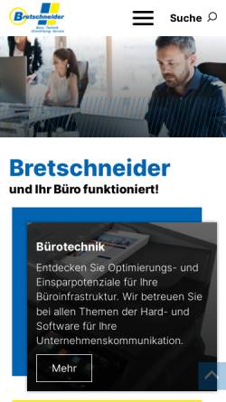 Vorschau der mobilen Webseite bretschneider-neumarkt.de, Bürozentrum Bretschneider
