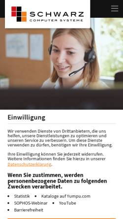 Vorschau der mobilen Webseite www.schwarz.de, Schwarz Computer Systeme GmbH