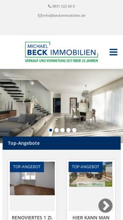 Vorschau der mobilen Webseite www.beckimmobilien.de, Michael Beck Immobilien