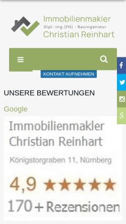 Vorschau der mobilen Webseite www.immobilienmakler-nbg.de, Dipl.-Ing. (FH) Christian Reinhart