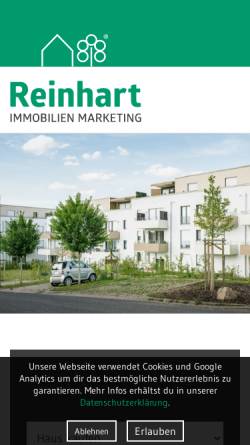 Vorschau der mobilen Webseite www.reinhart-immo.de, Reinhart Immobilien Marketing