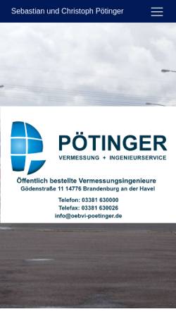 Vorschau der mobilen Webseite www.oebvi-poetinger.de, Vermessungsbüro Pötinger
