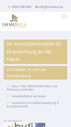 Vorschau der mobilen Webseite www.immobra.de, Gewerbeimmobilien Brandenburg