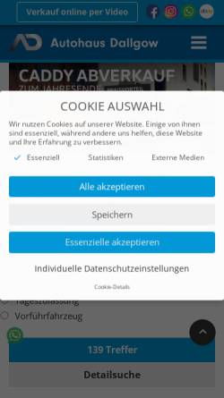 Vorschau der mobilen Webseite autohaus-dallgow.de, Automobile Dallgow GmbH