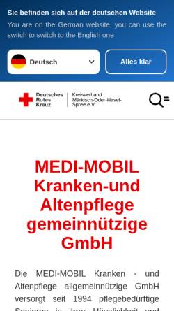 Vorschau der mobilen Webseite www.medi-mobil-birkenwerder.de, MEDI-MOBIL Kranken und Altenpflege GmbH