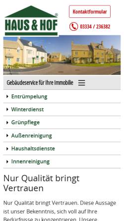Vorschau der mobilen Webseite www.hausundhof.biz, Hausmeisterservice Haus & Hof