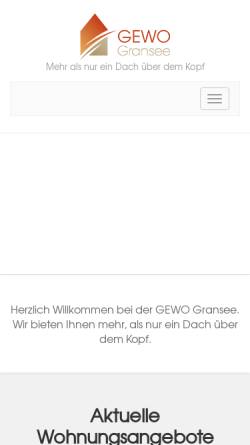 Vorschau der mobilen Webseite www.gewo-gransee.de, Gemeinnützige Wohnungsgesellschaft mbH Gransee