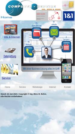 Vorschau der mobilen Webseite bohm-computer.de, Computer-Service Ing.-Büro B. Bohm