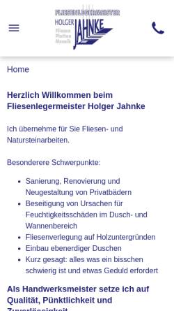 Vorschau der mobilen Webseite www.fliesen-jahnke.de, Fliesenlegermeister Holger Jahnke