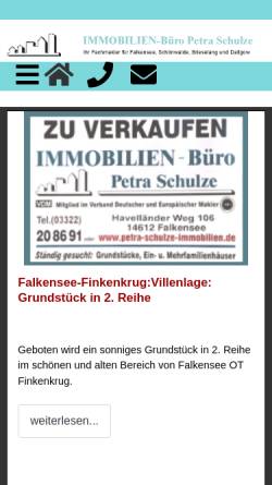 Vorschau der mobilen Webseite www.petra-schulze-immobilien.de, Petra Schulze Immobilien