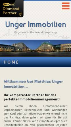 Vorschau der mobilen Webseite www.ungerimmobilien.de, Unger Immobilien