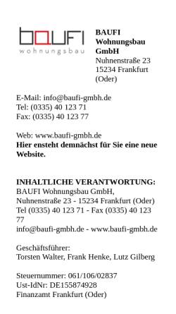 Vorschau der mobilen Webseite www.baufi-gmbh.de, Baufi Bauberatungs GmbH