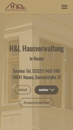 Vorschau der mobilen Webseite www.hl-hausverwaltung.de, H&L Hausverwaltung