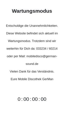 Vorschau der mobilen Webseite www.german-sound.de, Mobile Discothek GerMan, Elstal