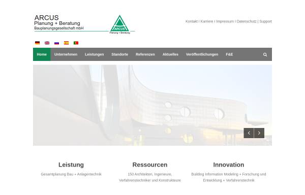 Vorschau von www.arcus-pb.de, ARCUS Planung + Beratung Bauplanungsgesellschaft mbH
