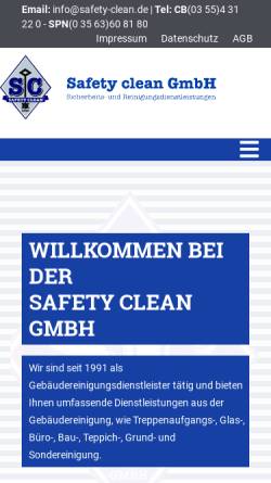 Vorschau der mobilen Webseite www.safety-clean.de, Safety clean GmbH