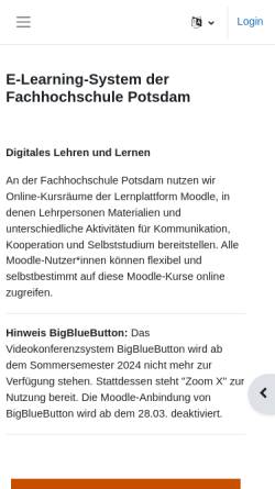 Vorschau der mobilen Webseite ecampus.fh-potsdam.de, E-Learning-System Moodle