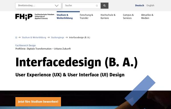 Vorschau von interface.fh-potsdam.de, Studiengang Interface Design
