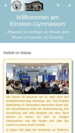 Vorschau der mobilen Webseite www.einsteingymnasium-potsdam.de, Einstein-Gymnasium Potsdam