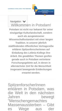 Vorschau der mobilen Webseite www.leibniz-kollegpotsdam.de, Leibniz - Kolleg Potsdam