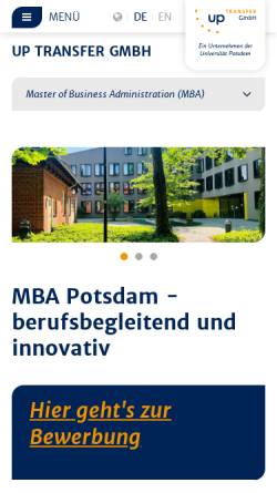 Vorschau der mobilen Webseite www.mba-potsdam.de, MBA Studiengänge der Uni Potsdam