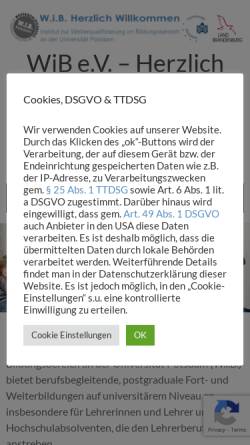 Vorschau der mobilen Webseite www.wib-potsdam.de, Wib e.V. - Weiterqualifizierung im Bildungsbereich