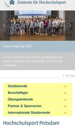 Vorschau der mobilen Webseite www.hssport.uni-potsdam.de, Zentrum für Hochschulsport