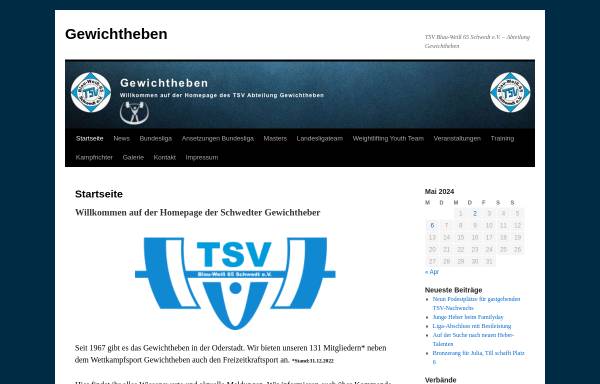 Vorschau von www.gewichtheben-schwedt.de, TSV Blau Weiß 65, Abteilung Gewichtheben