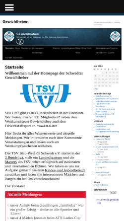 Vorschau der mobilen Webseite www.gewichtheben-schwedt.de, TSV Blau Weiß 65, Abteilung Gewichtheben