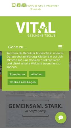 Vorschau der mobilen Webseite www.vital-fitness.de, Vital Fitnessclub & Sportbar