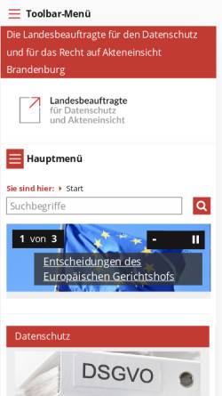 Vorschau der mobilen Webseite www.lda.brandenburg.de, Brandenburg - Datenschutzbeauftrager