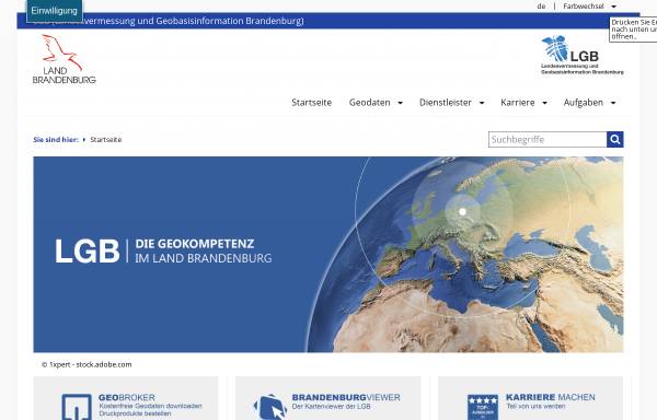 Vorschau von www.geobasis-bb.de, Landesbetrieb für Landesvermessung und Geobasisinformation (LGB)