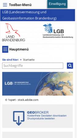 Vorschau der mobilen Webseite www.geobasis-bb.de, Landesbetrieb für Landesvermessung und Geobasisinformation (LGB)