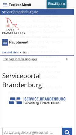 Vorschau der mobilen Webseite service.brandenburg.de, Verwaltungsportal des Landes Brandenburg