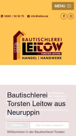 Vorschau der mobilen Webseite leitow.de, Bautischlerei Torsten Leitow