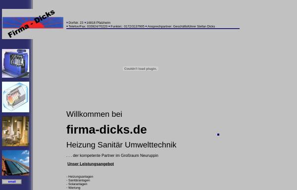 Vorschau von www.firma-dicks.de, Firma Dicks Heizung Sanitär Umwelttechnik