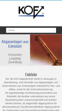 Vorschau der mobilen Webseite www.kof-abgastechnik.de, KOF Abgastechnik - Neuruppin