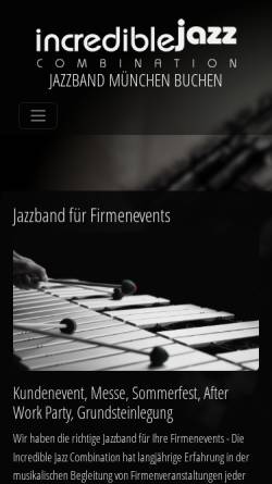 Vorschau der mobilen Webseite www.incrediblejazz.com, Incredible Jazz Combination