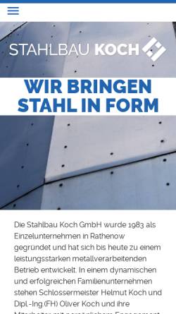 Vorschau der mobilen Webseite www.stahlbau-koch.de, Stahlbau-Koch GmbH
