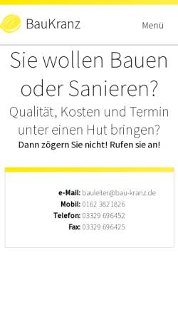 Vorschau der mobilen Webseite www.bau-kranz.de, Büro für Bautechnik & Bauausführungen Falko Kranz