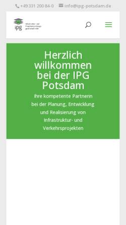 Vorschau der mobilen Webseite www.ipg-potsdam.com, Die Infrastruktur und Projektentwicklungsgesellschaft mbH (IPG)