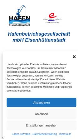 Vorschau der mobilen Webseite www.hafen-ehst.de, Hafenbetriebsgesellschaft Eisenhüttenstadt mbH