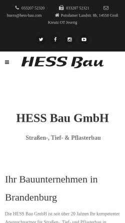 Vorschau der mobilen Webseite www.hess-pflasterarbeiten.de, HESS - Pflasterarbeiten & Wegebau