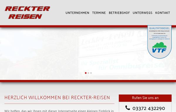 Vorschau von www.reckter-reisen.de, Omnibusverkehr Peter Reckter