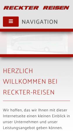 Vorschau der mobilen Webseite www.reckter-reisen.de, Omnibusverkehr Peter Reckter