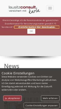 Vorschau der mobilen Webseite www.lausitz-consult.com, Lausitz Consult