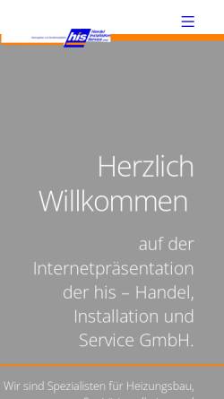 Vorschau der mobilen Webseite his-gmbh-perleberg.de, HIS - Handel, Installation, Service GmbH