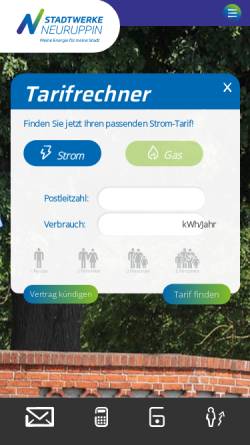 Vorschau der mobilen Webseite www.swn.de, Stadtwerke Neuruppin